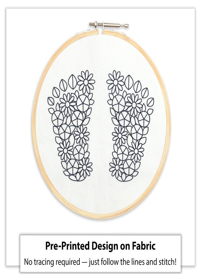 picknMAKE Floral Newborn Footprints DIY Hand Embroidery Kit for Beginners & Adults | 8 Inch Hoop | Handmade Craft Gift for New Moms, Moms-to-Be & Baby Welcome Décor - Image 5